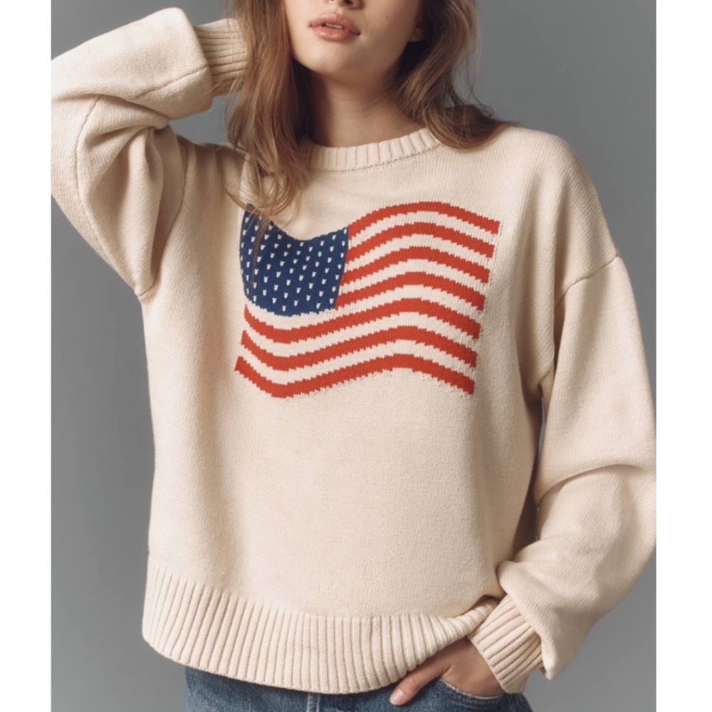 Anthropologie Porridge Americana Pullover Sweater Cream